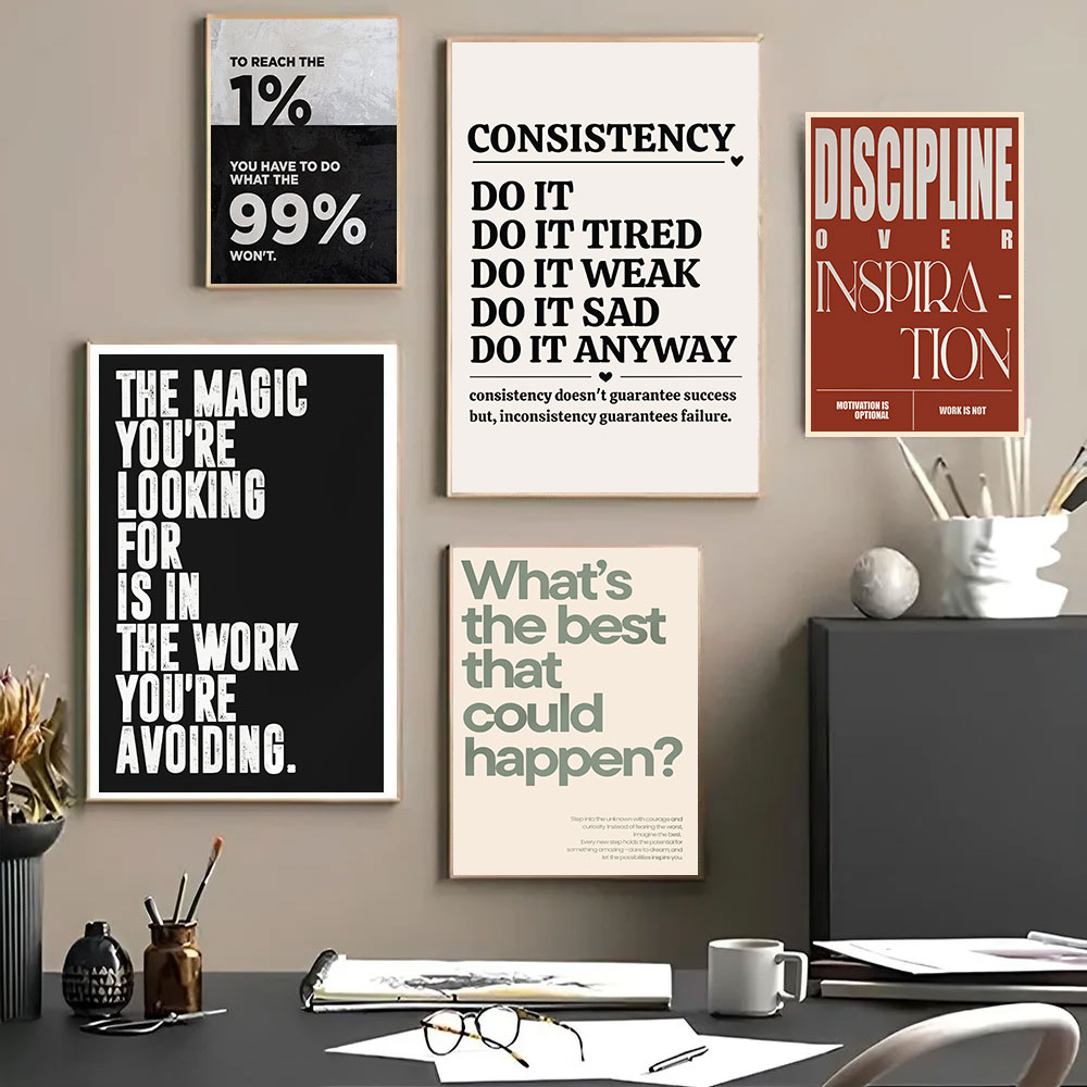 Home Office Minimalist - Minimalist Motivational Quotes Inspirational Discipline Art