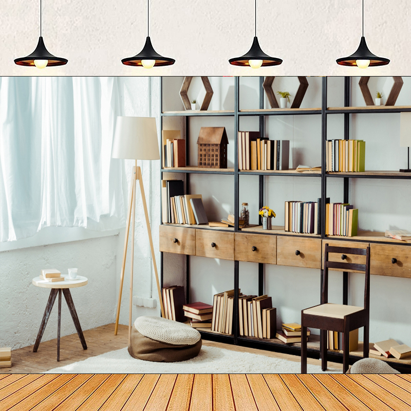Home Office Background For Zoom - Bookshelf Photography Backdrop Interior Wooden Bookcase