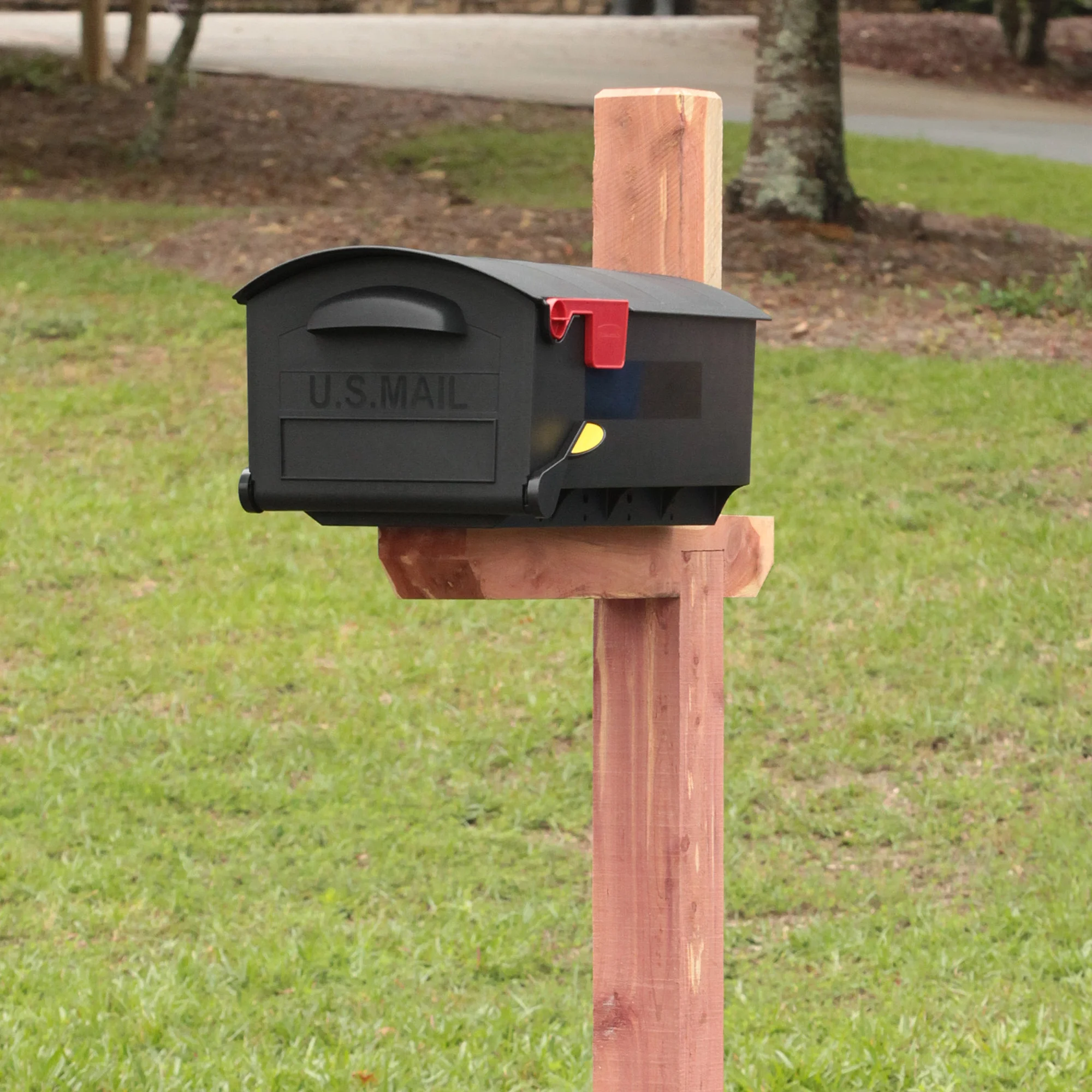 Home Or Office Use - Patriot Large Post-Mount Mailbox in Black,