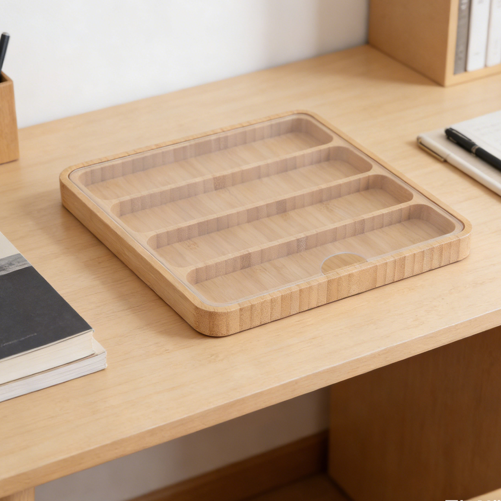 Home Office Minimalist - Bamboo Watch Band Storage Box with