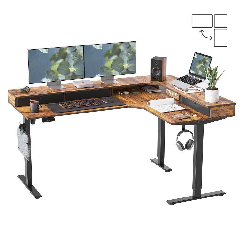 Standing Desk Electric - L Shaped Electric Standing Desk, 63x48