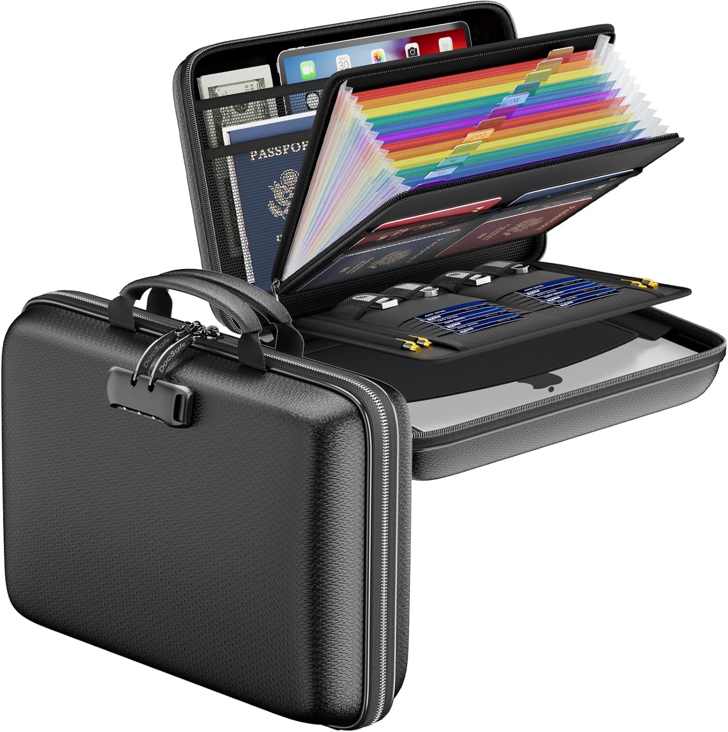 Home Office Travel Document - Fireproof Document Organizer with Lock, Hard-Shell