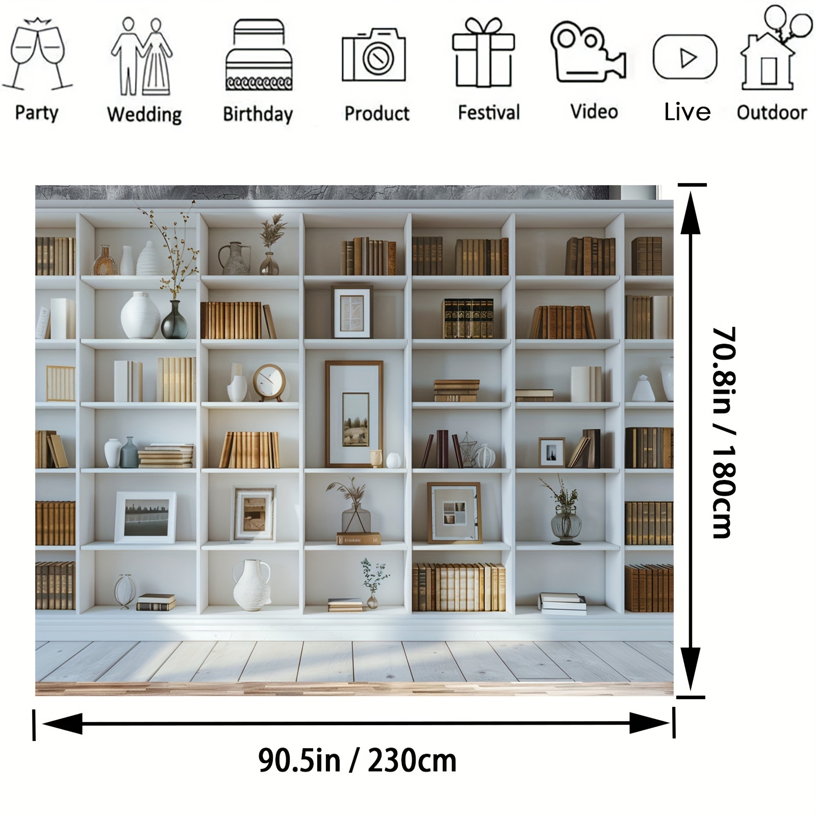 1pc White Bookshelf background - مراجعة Home Office Background For Zoom وسعره