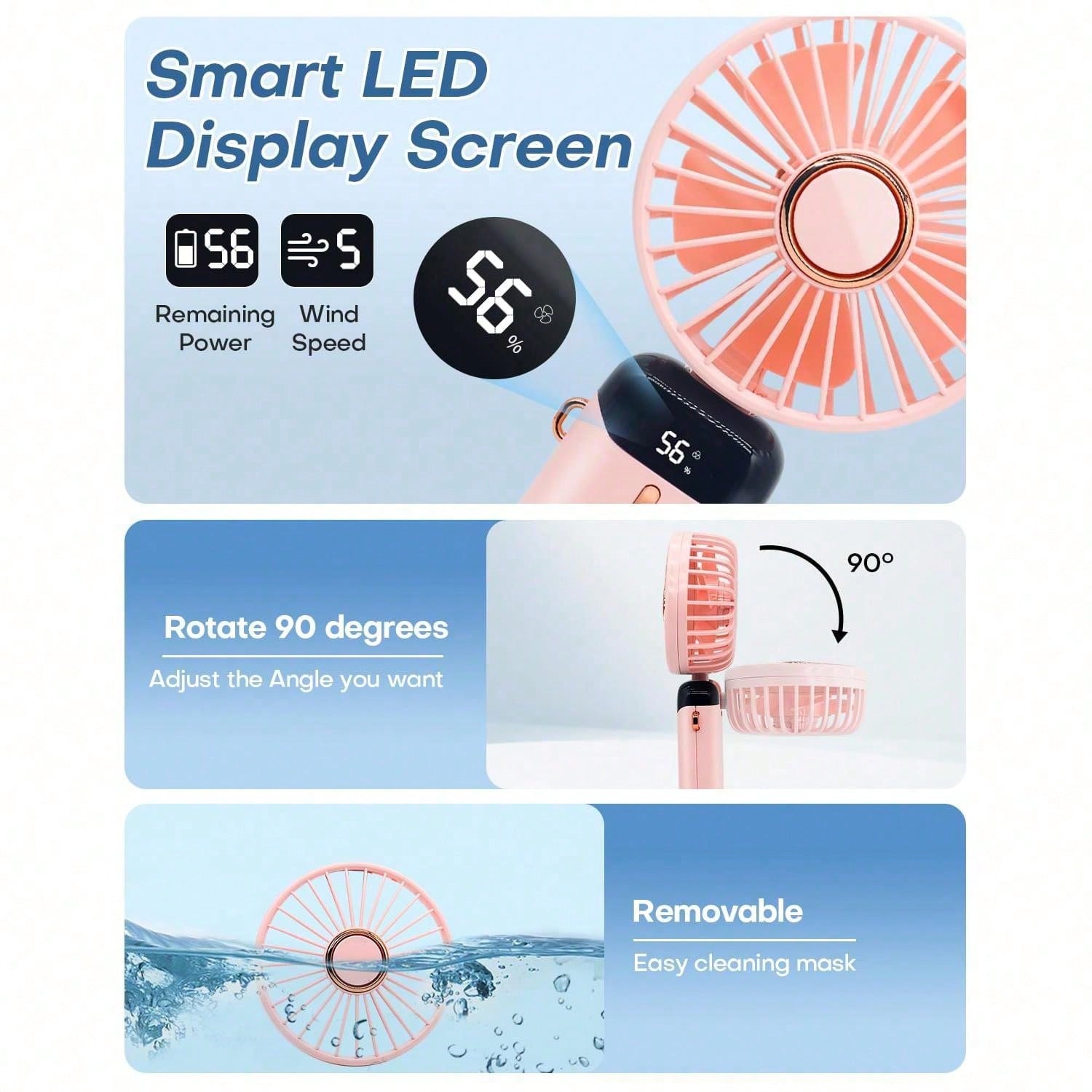 1pc Mini Handheld Electric Fan - مراجعة Standing Desk Electric وسعره