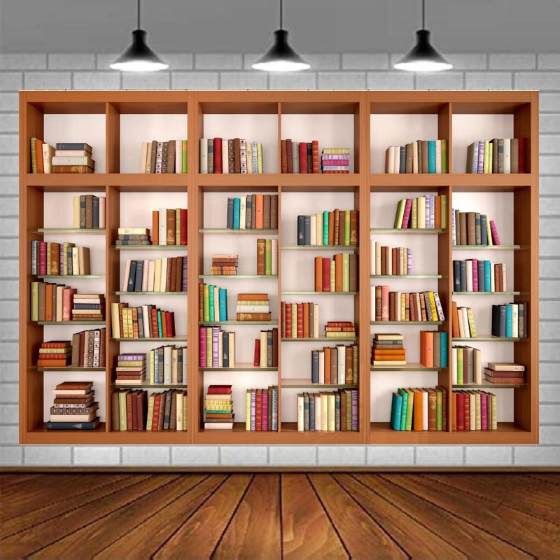 Modern Wooden Bookshelf Photog - مراجعة Home Office Background For Zoom وسعره
