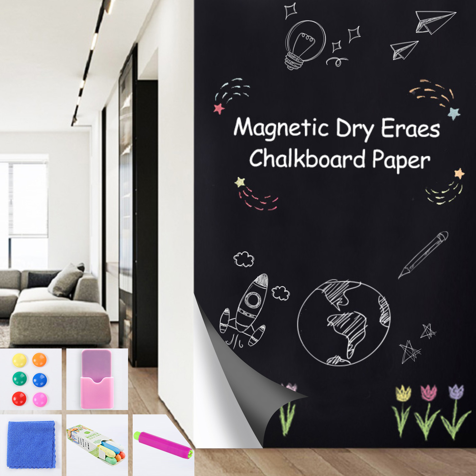 Magnetic Dry Erase Chalkboard  - مراجعة Home Office Contact وسعره