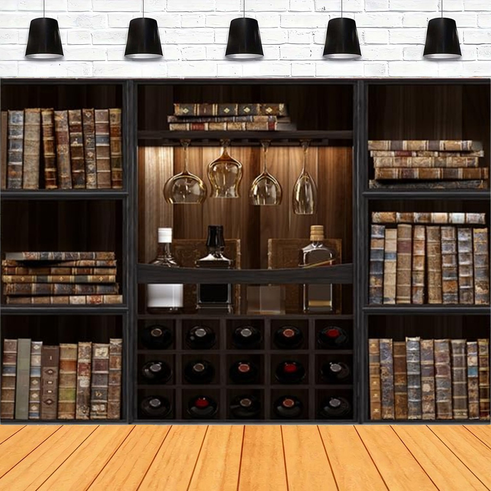 Vintage Bookshelf Photography  - مراجعة Home Office Background For Zoom وسعره