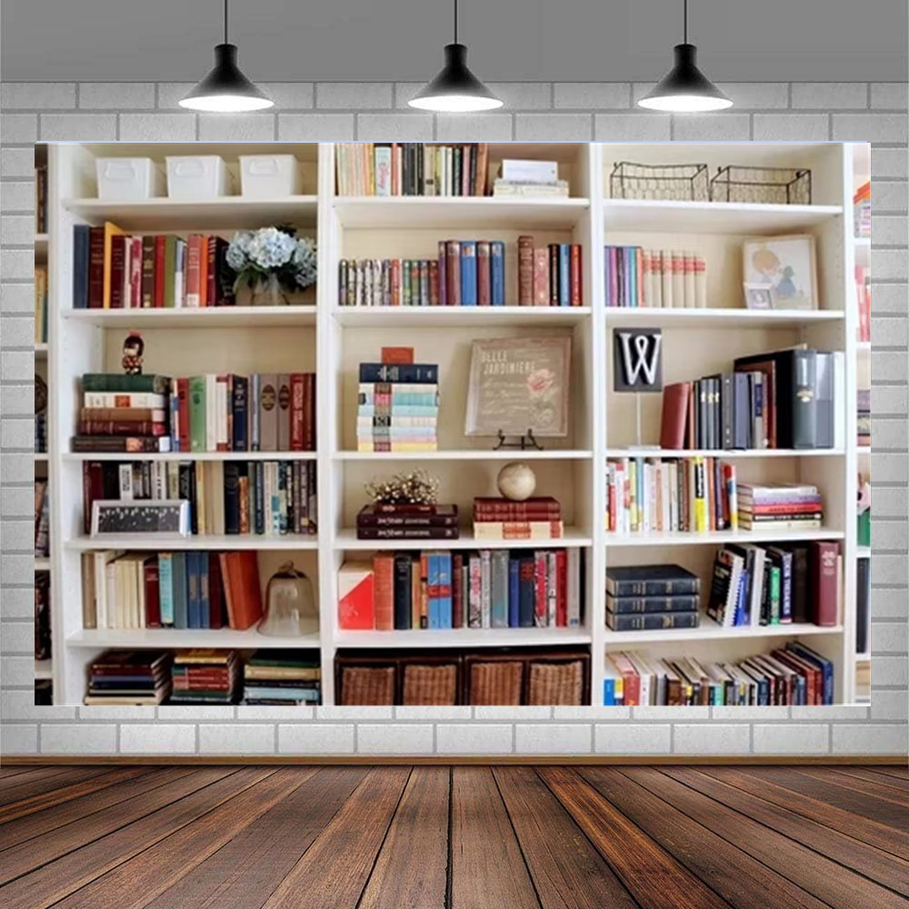 White Bookshelf Photography Ba - مراجعة Home Office Background For Zoom وسعره