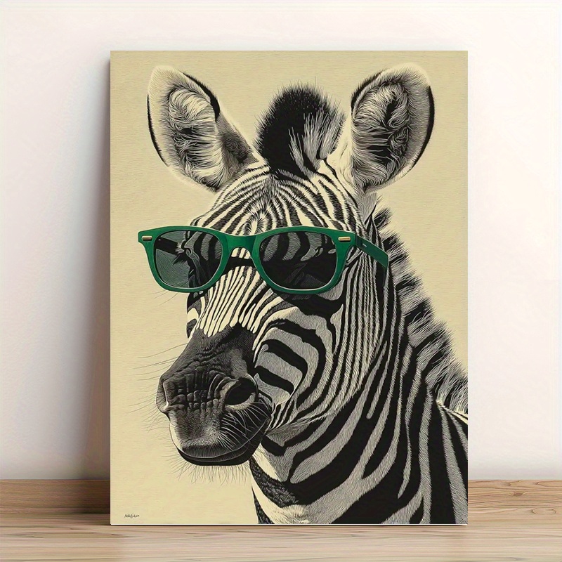 Zebra with Green Sunglasses Ca - مراجعة Home Office Minimalist وسعره