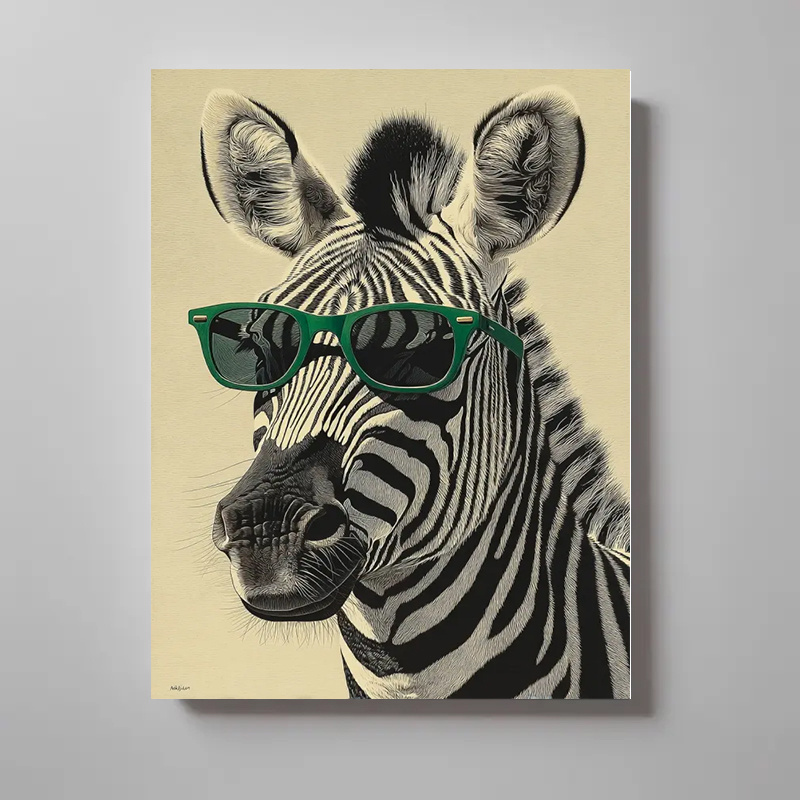 Zebra with Green Sunglasses Ca - مراجعة Home Office Minimalist وسعره