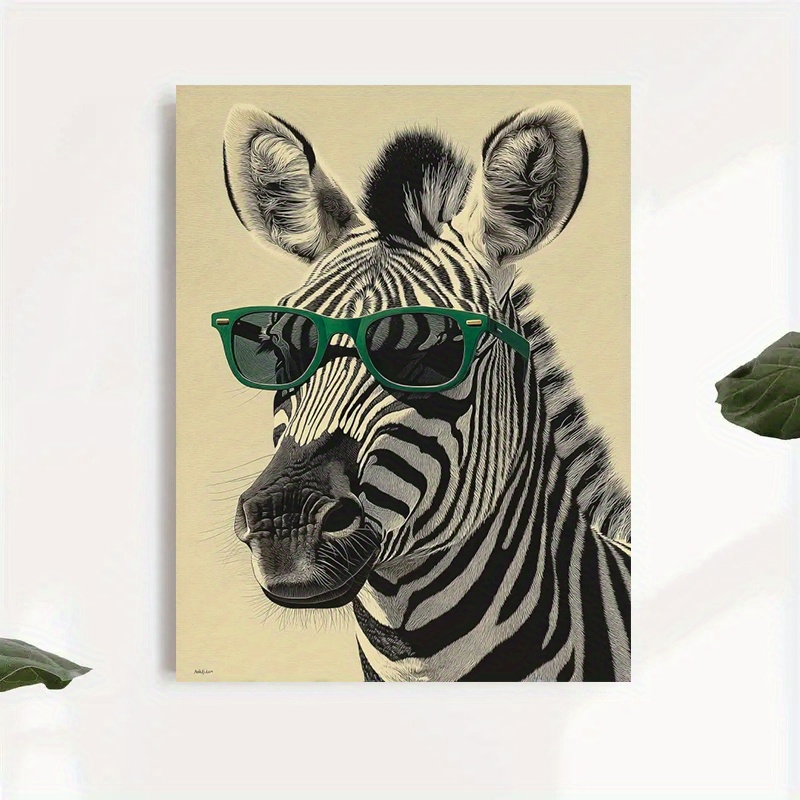 Zebra with Green Sunglasses Ca - مراجعة Home Office Minimalist وسعره