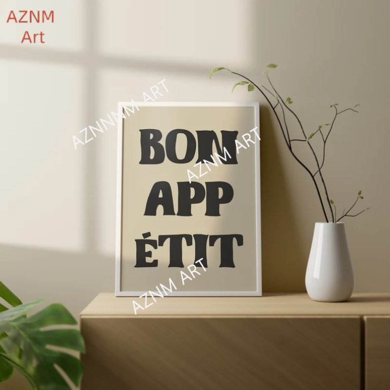 1pc Bon Appetit Art Poster Fre - مراجعة Home Office Minimalist وسعره