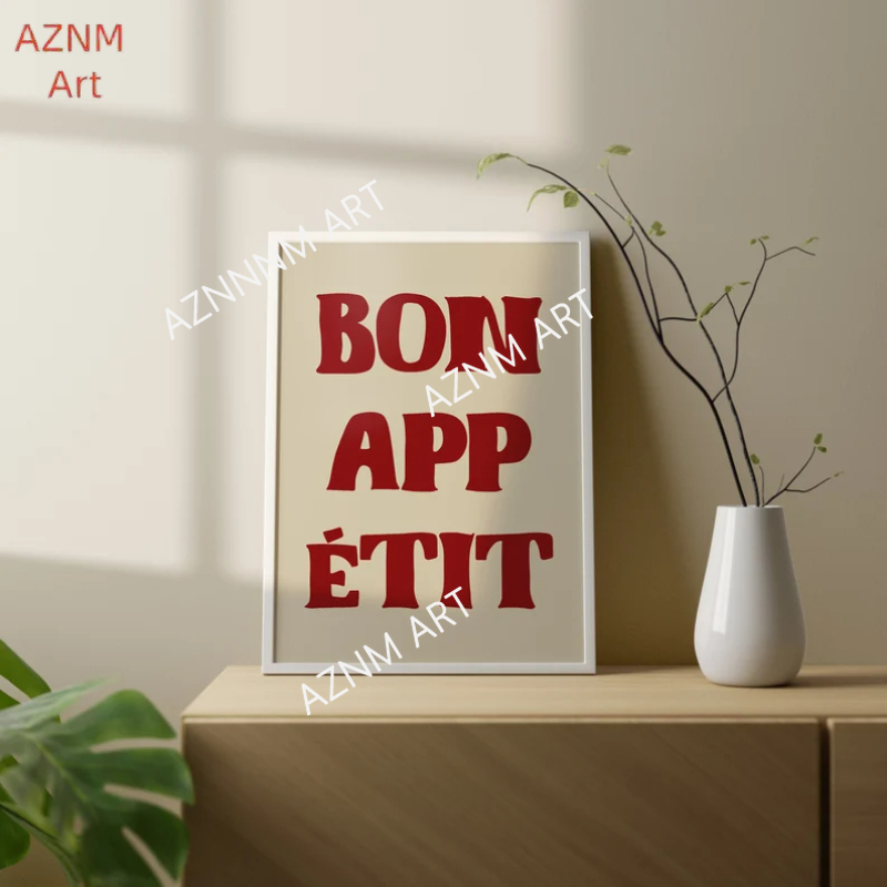 1pc Bon Appetit Art Poster Fre - مراجعة Home Office Minimalist وسعره