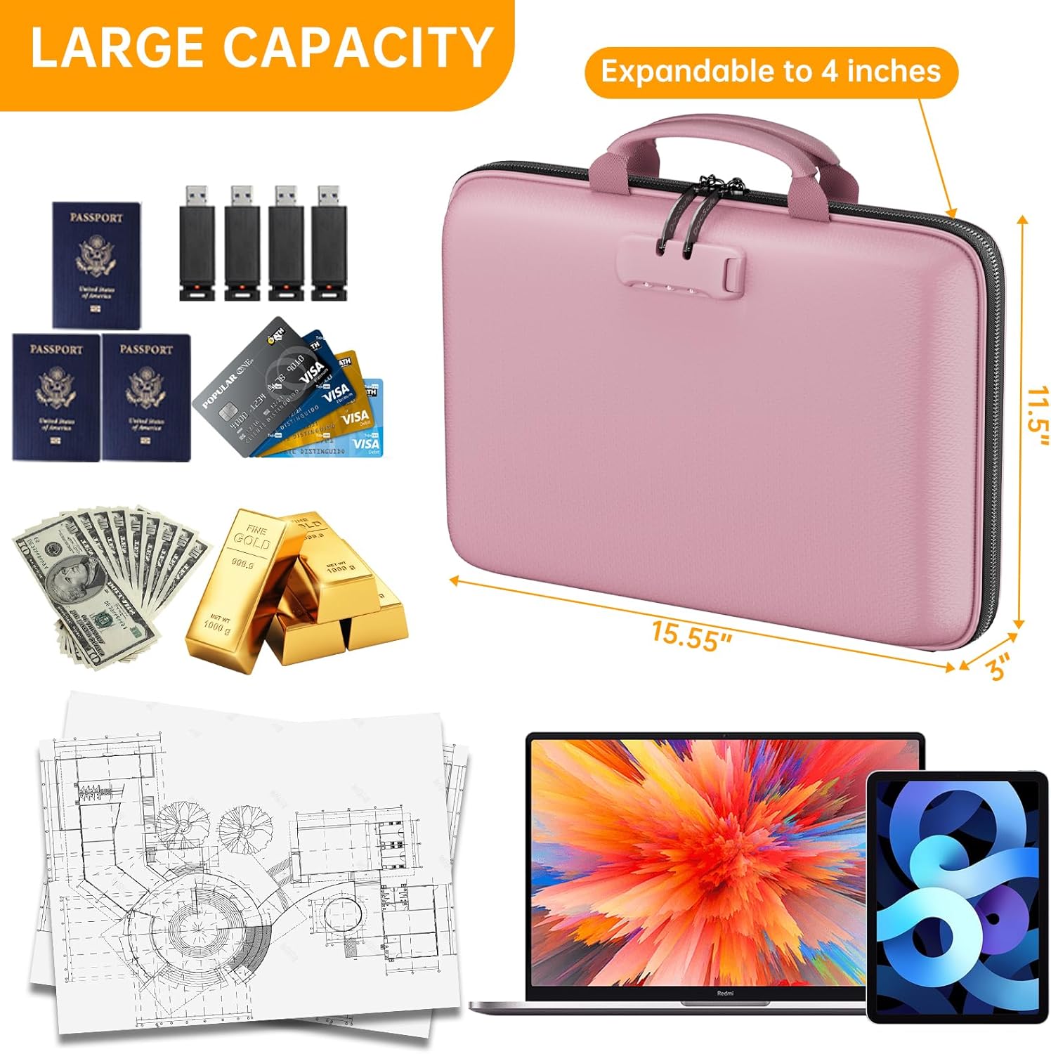 Fireproof Document Organizer w - مراجعة Home Office Travel Document وسعره