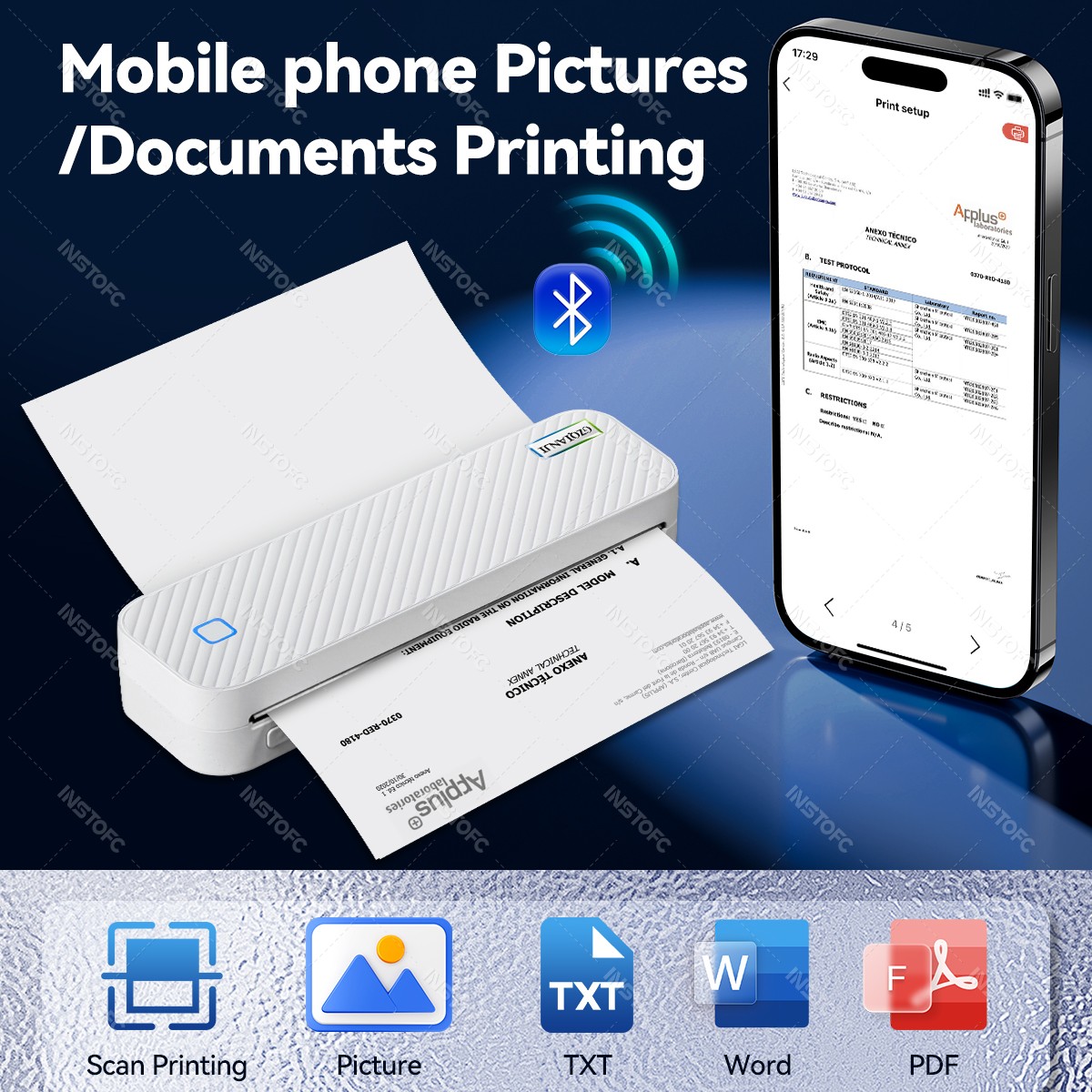 Portable A4 Thermal Printer Bl - مراجعة Home Office Travel Document وسعره