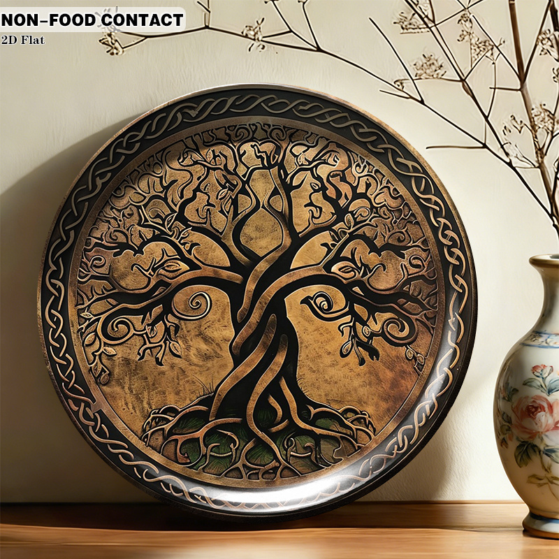 1pc Round Ceramic Wall Plate w - مراجعة Home Office Contact وسعره