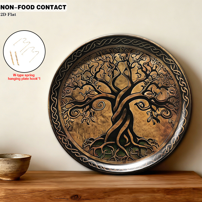 1pc Round Ceramic Wall Plate w - مراجعة Home Office Contact وسعره