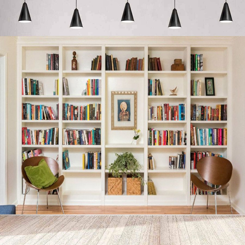 White Bookshelf Photography Ba - مراجعة Home Office Background For Zoom وسعره