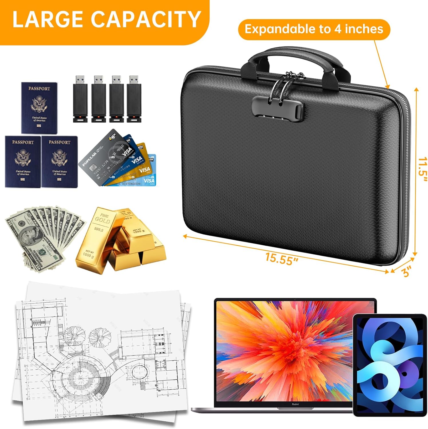Fireproof Document Organizer w - مراجعة Home Office Travel Document وسعره