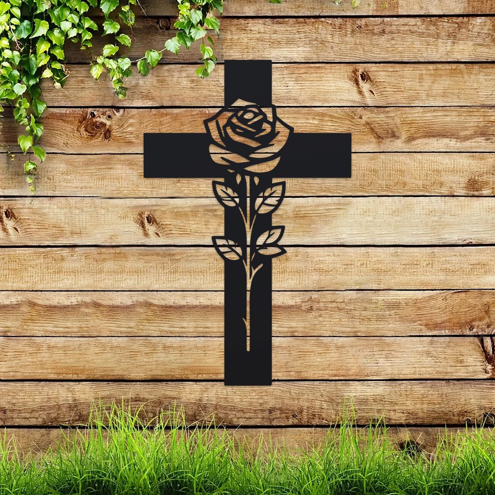 Elegant Floral Cross 1pc Metal - مراجعة Home Office Minimalist وسعره