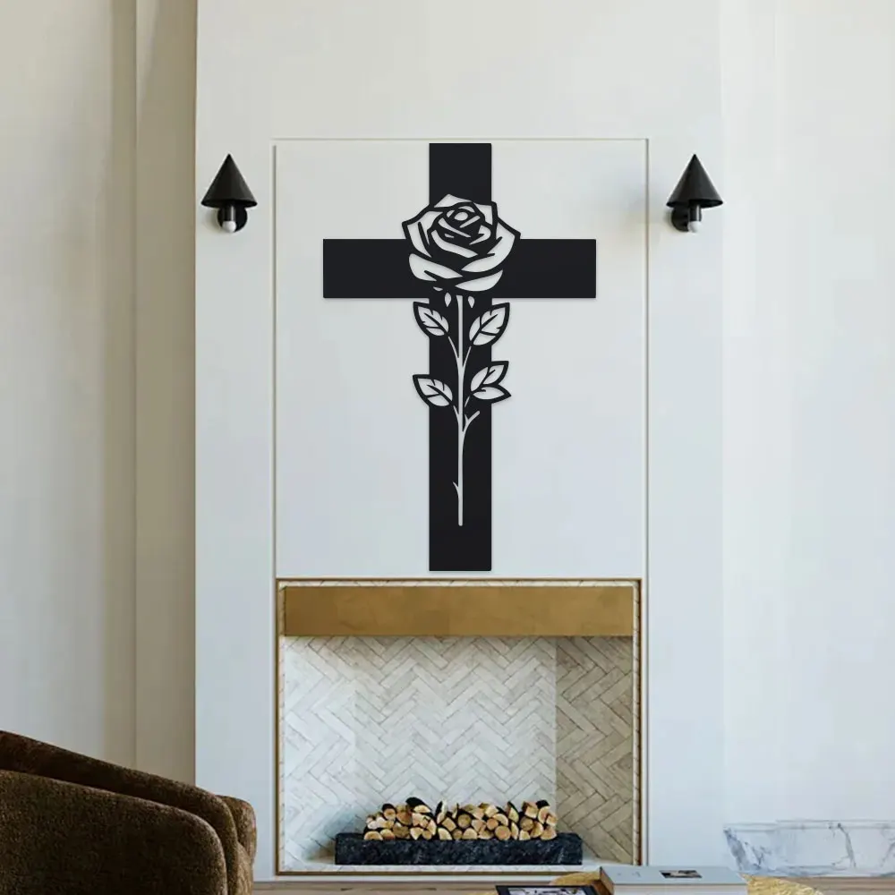 Elegant Floral Cross 1pc Metal - مراجعة Home Office Minimalist وسعره