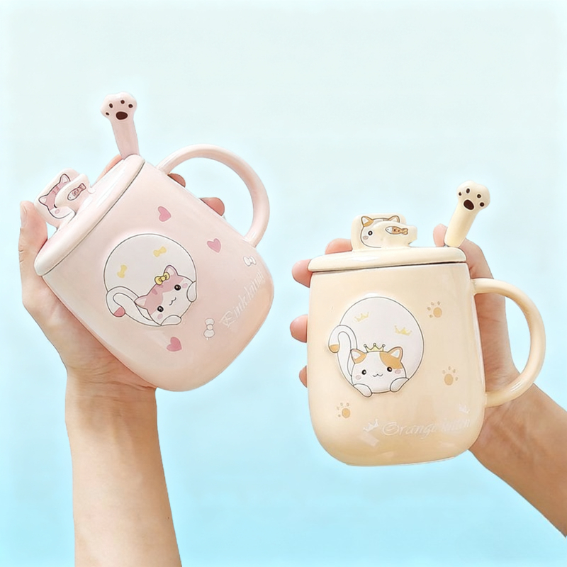 Cat-themed ceramic mug with li - مراجعة Home Or Office Use وسعره