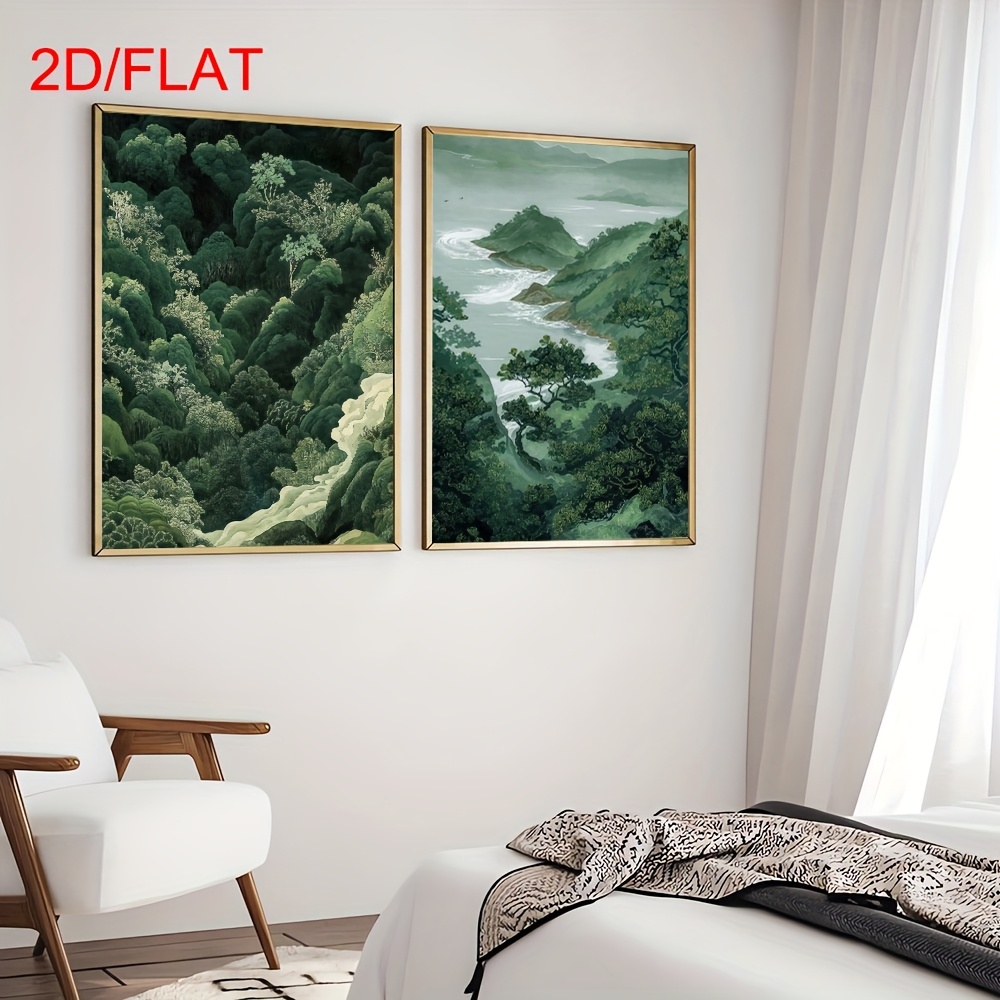 2pcs Modern Green Forest Mount - مراجعة Home Office Minimalist وسعره