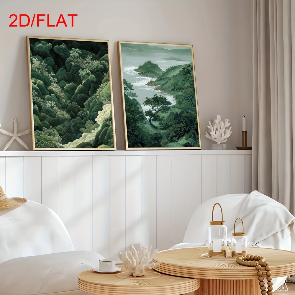2pcs Modern Green Forest Mount - مراجعة Home Office Minimalist وسعره