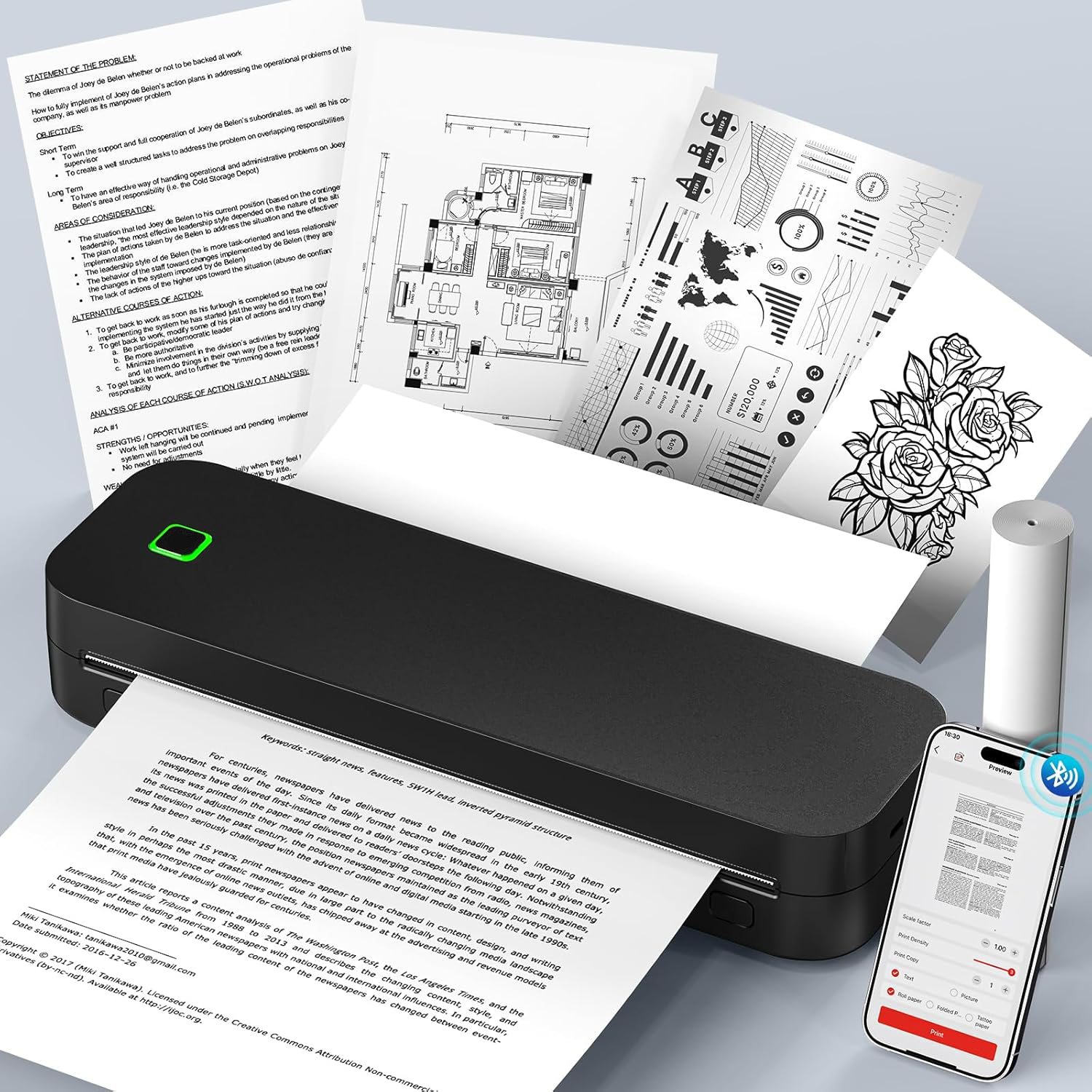 Portable A4 Thermal Printer Bl - مراجعة Home Office Travel Document وسعره