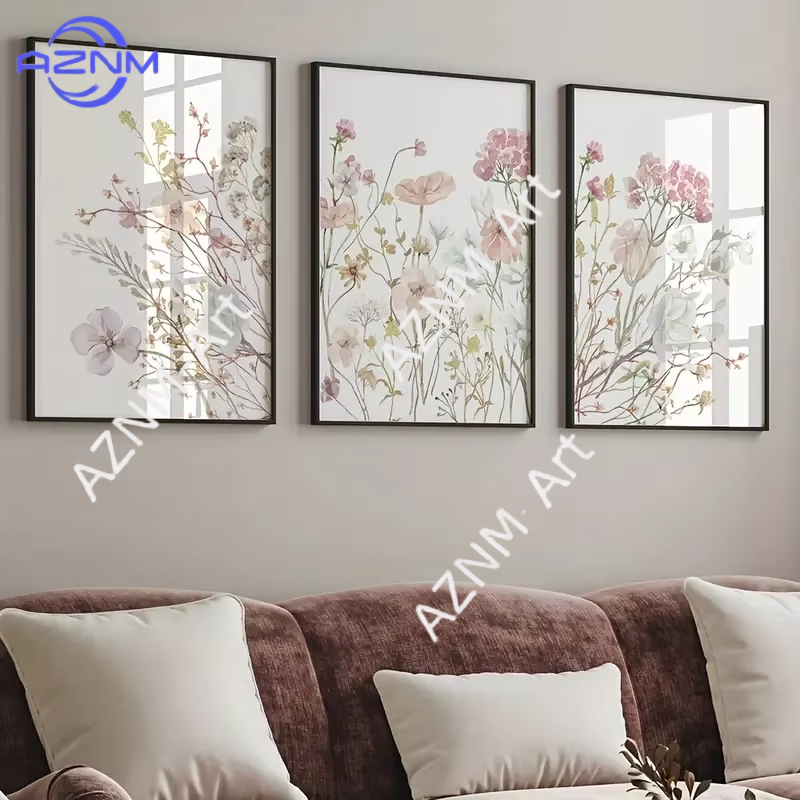 1PC/3PCS Pink Floral Canvas Ar - مراجعة Home Office Minimalist وسعره