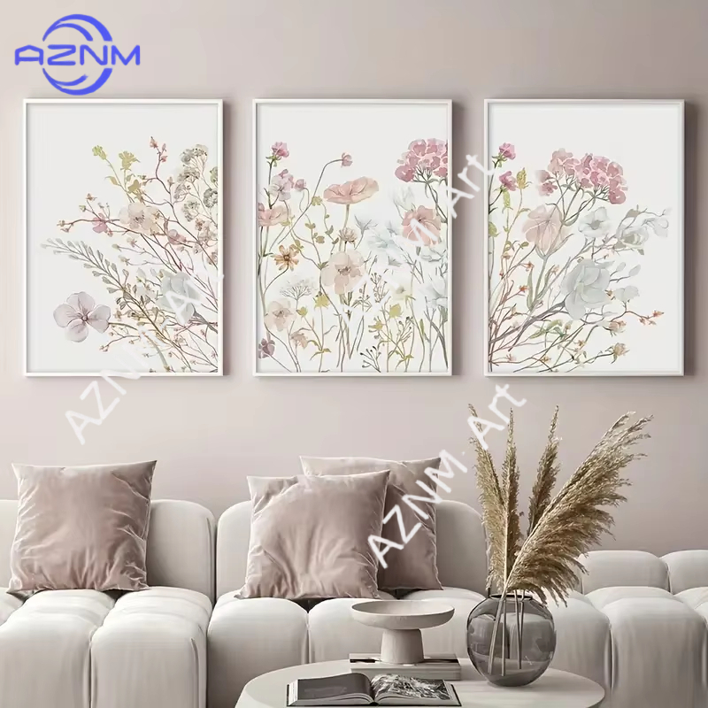 1PC/3PCS Pink Floral Canvas Ar - مراجعة Home Office Minimalist وسعره