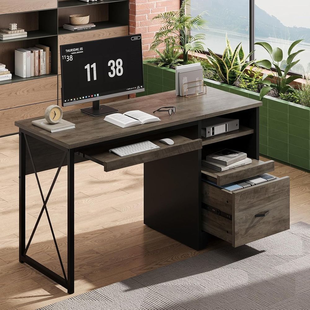 47 Industrial Style Desk with  - مراجعة Home Or Office Use وسعره