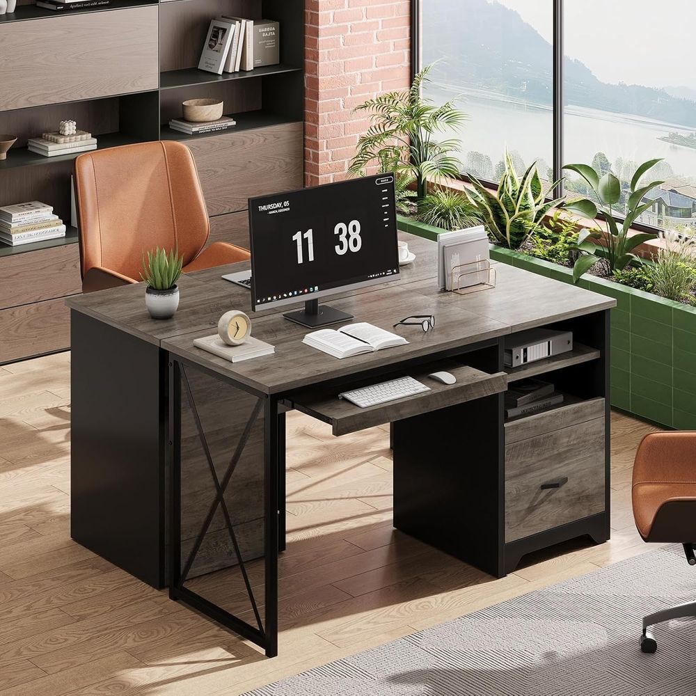 47 Industrial Style Desk with  - مراجعة Home Or Office Use وسعره